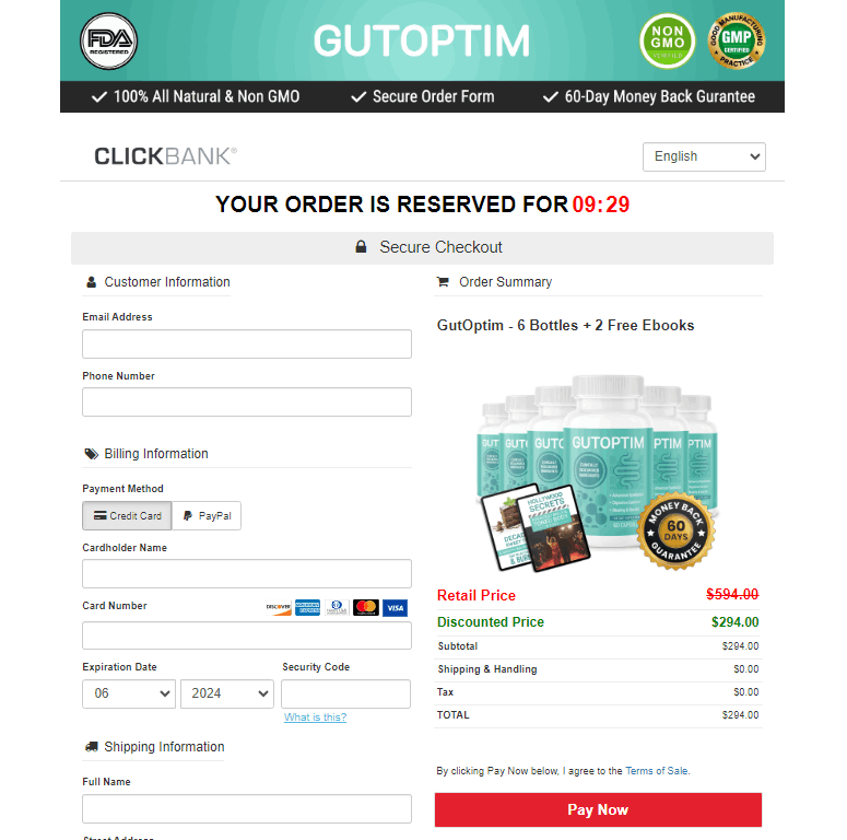 GutOptim - Order Form